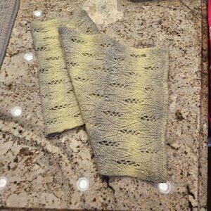 Knit Infinity Scarf Gray & Yellow Ombre Lightweight  Womens AEO